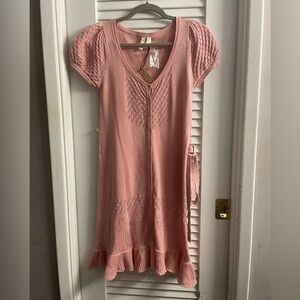 Susina NWT Lightweight Knit Sweater Dress. Light Pink W/Belt. Size S-Runs Small